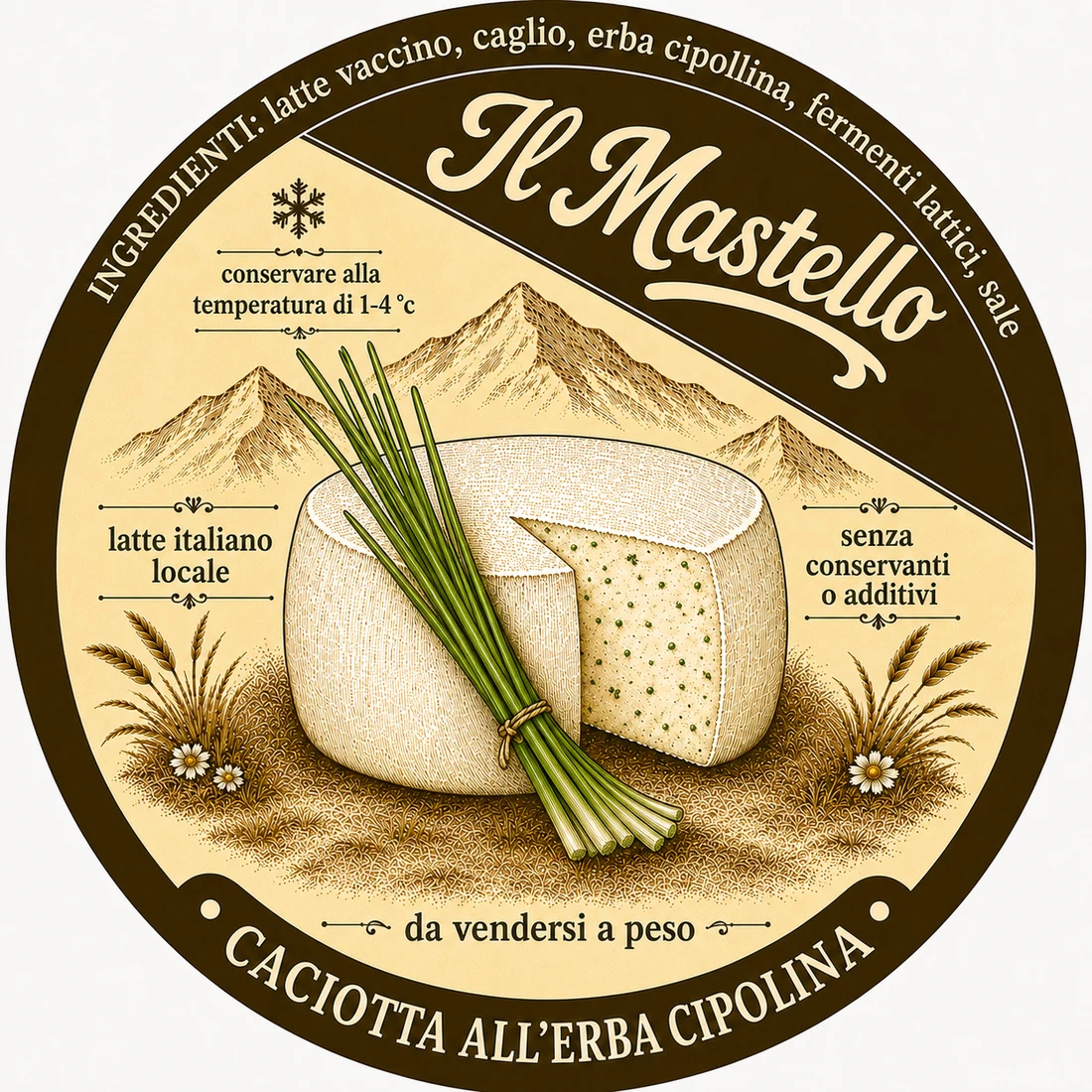 Etichetta Caciotta all’erba cipollina