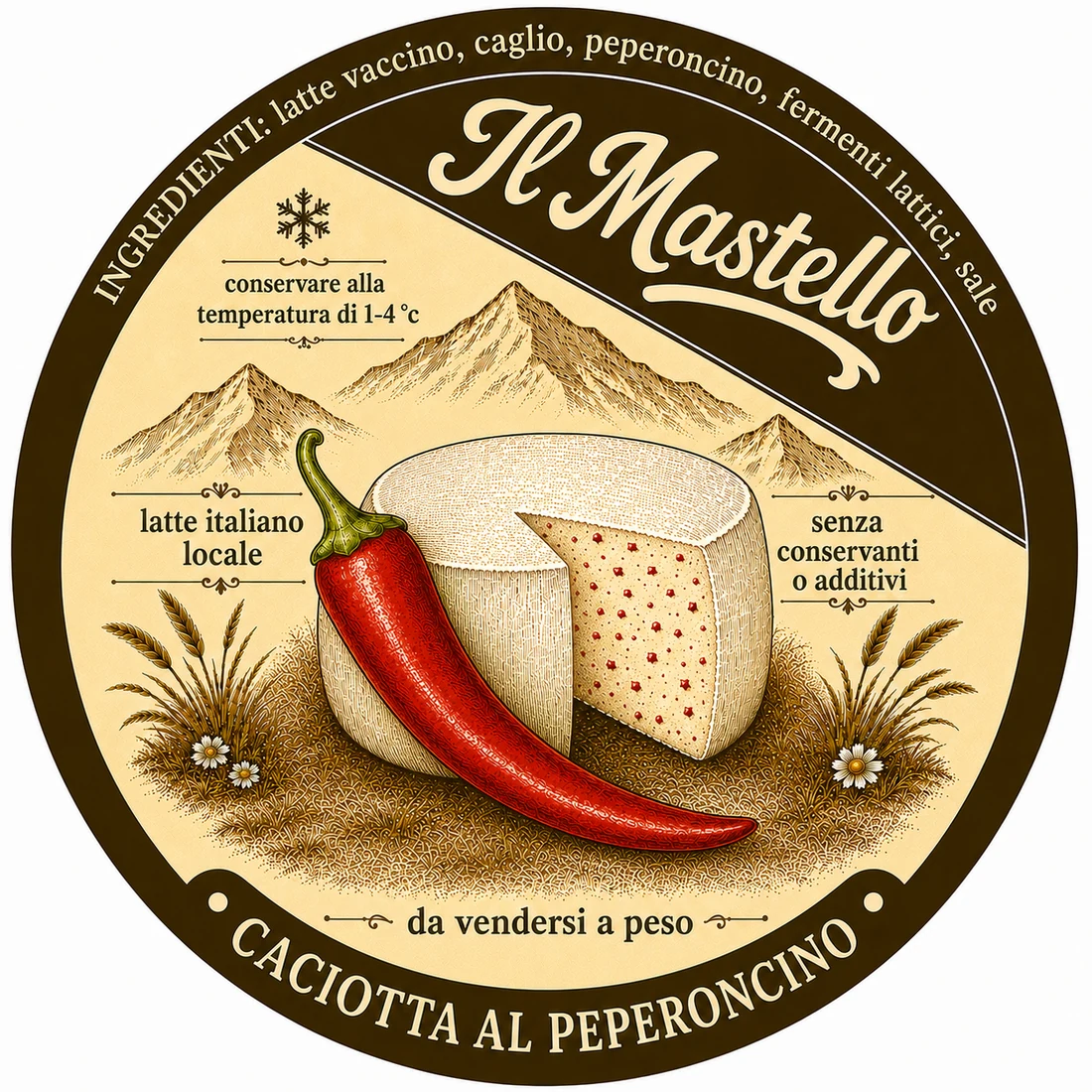 Etichetta Caciotta al peperoncino